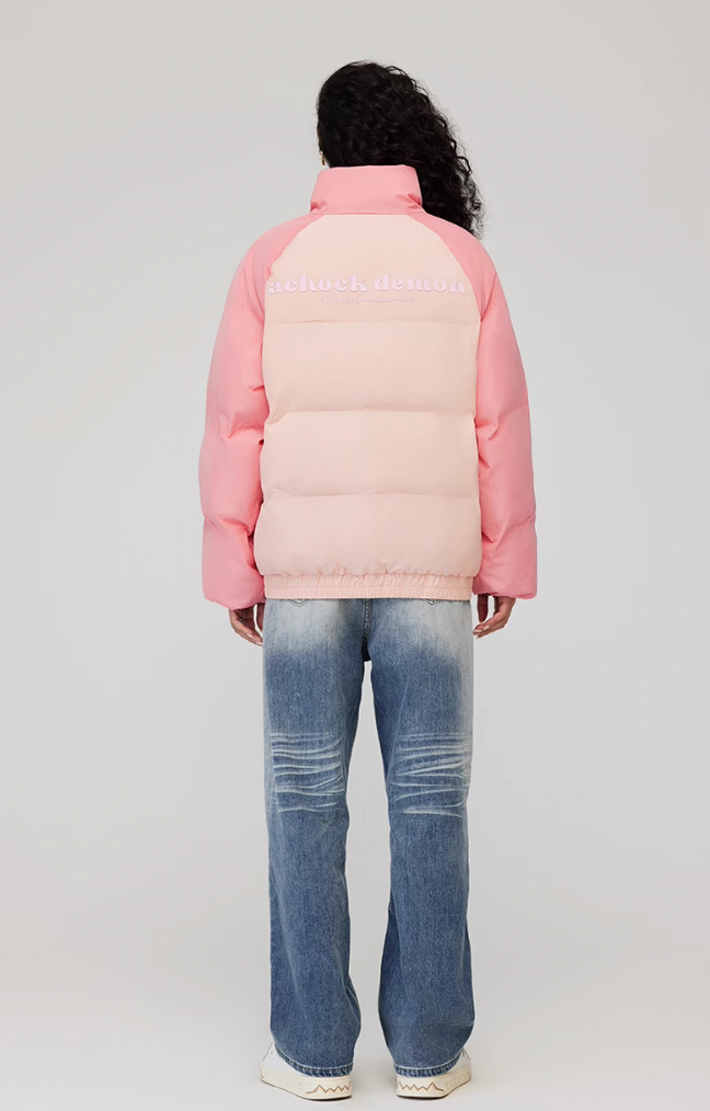 Achock Letter Printed Raglan Sleeve Warm Jacket