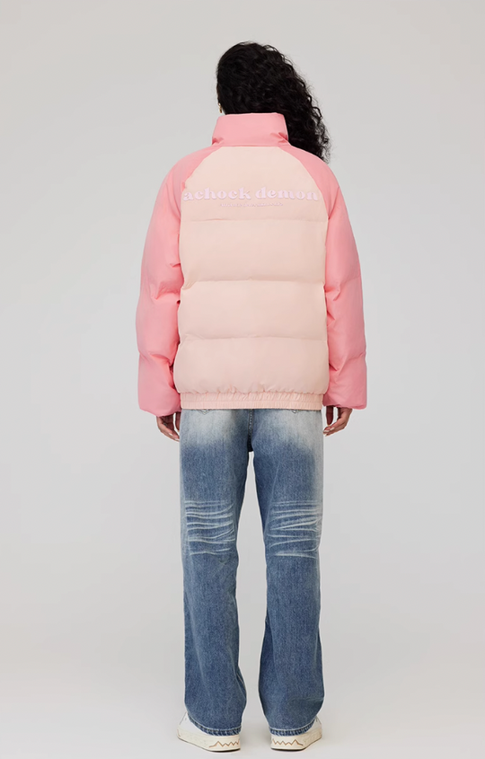 Achock Letter Printed Raglan Sleeve Warm Jacket