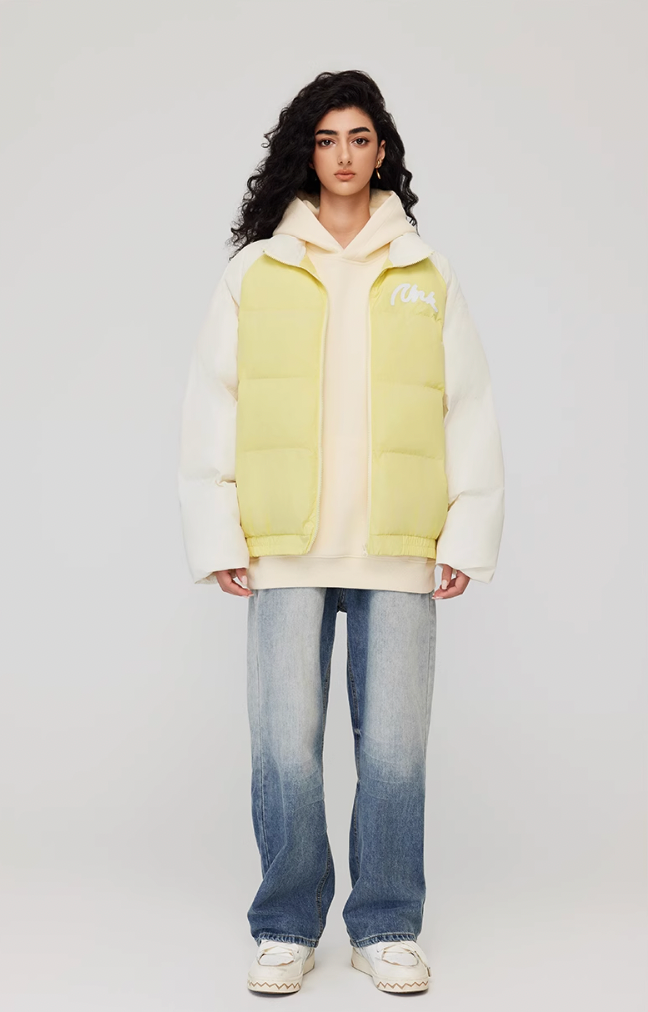 Achock Letter Printed Raglan Sleeve Warm Jacket