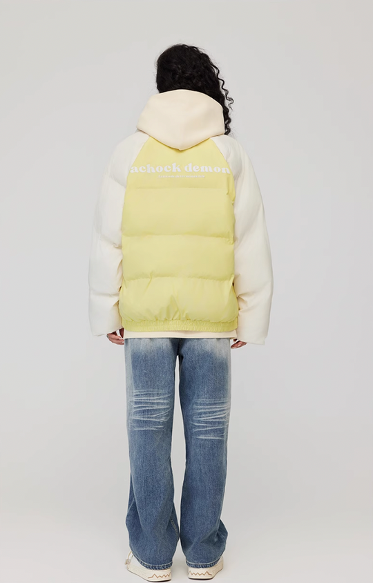 Achock Letter Printed Raglan Sleeve Warm Jacket