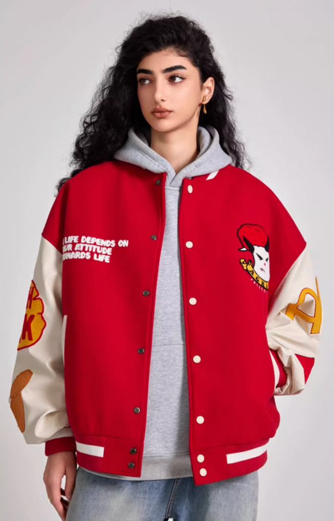 Baseball Jacket | Achock Graffiti Embroidered Baseball Jacket | Face 3 Face