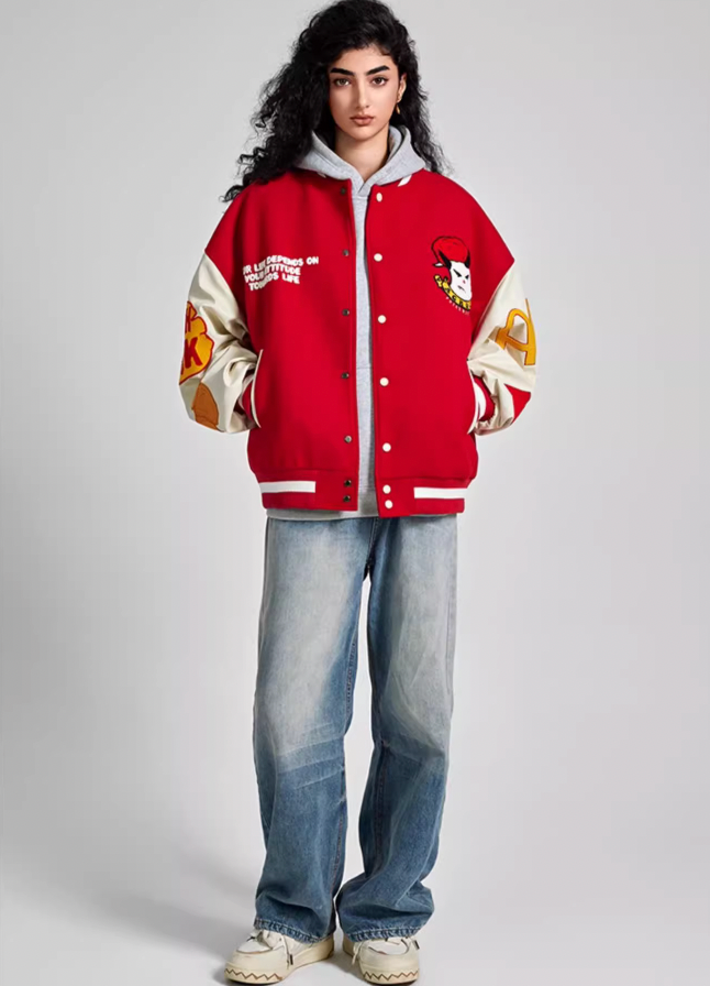 Baseball Jacket | Achock Graffiti Embroidered Baseball Jacket | Face 3 Face