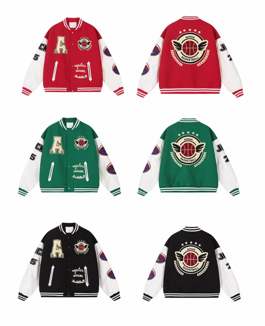 Achock Monogrammed Embroidered Flocked Baseball Jacket