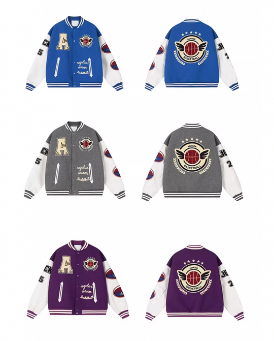 Achock Monogrammed Embroidered Flocked Baseball Jacket