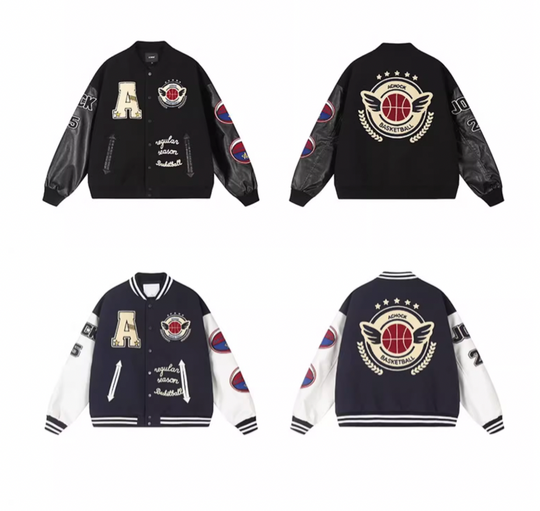 Achock Monogrammed Embroidered Flocked Baseball Jacket