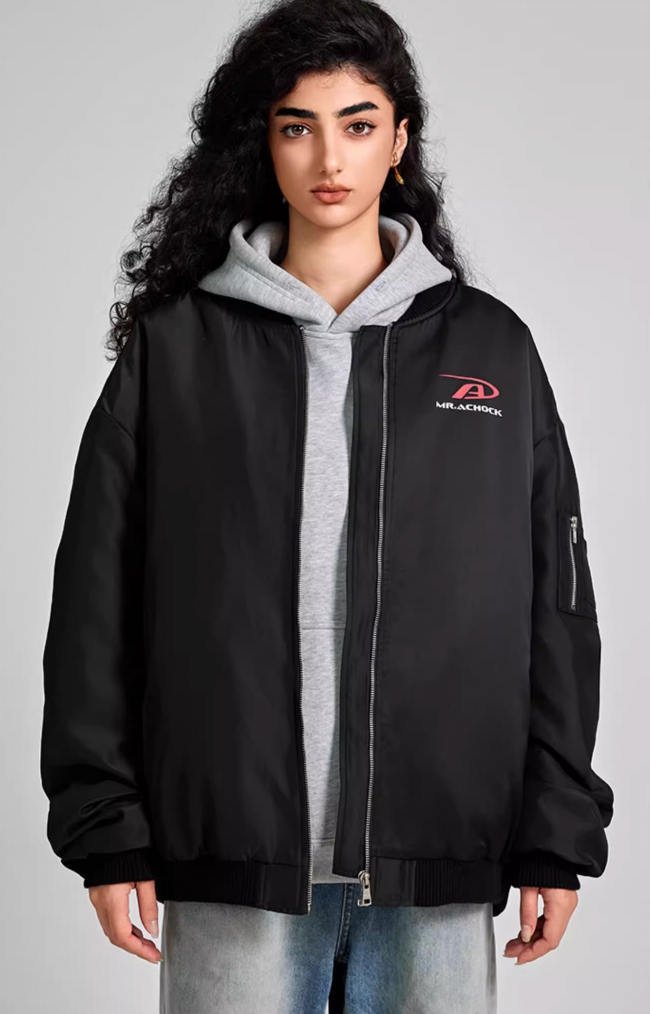 Achock Simple Logo Baseball Bomber Jacket