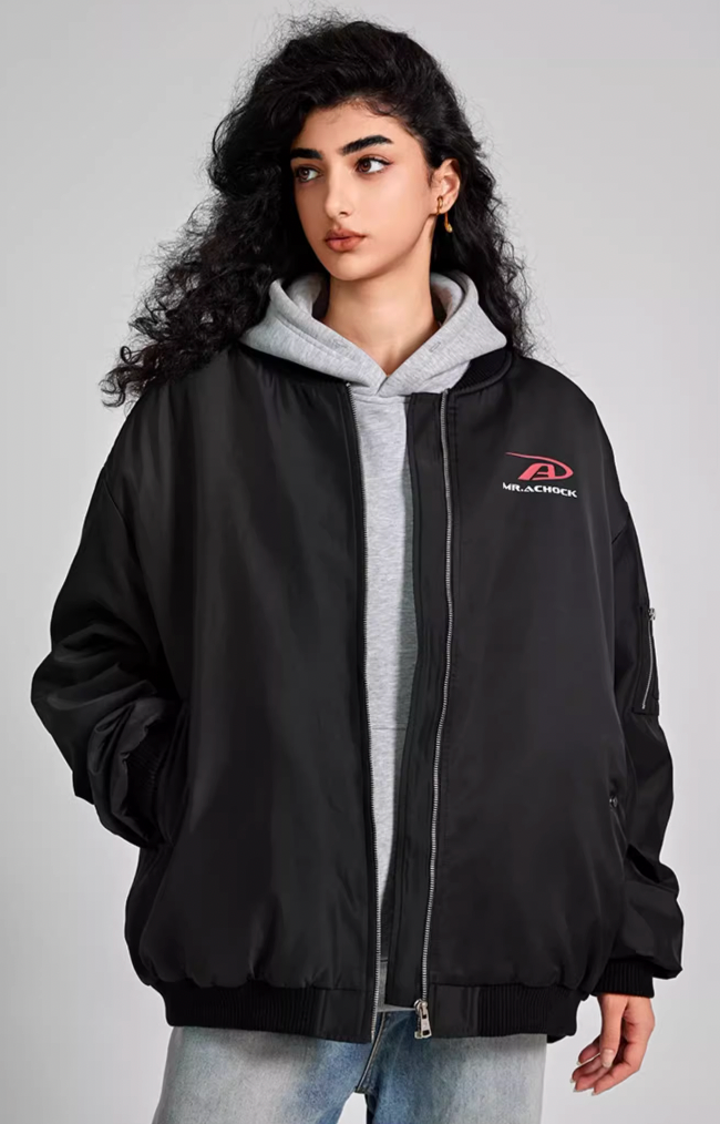 Achock Simple Logo Baseball Bomber Jacket