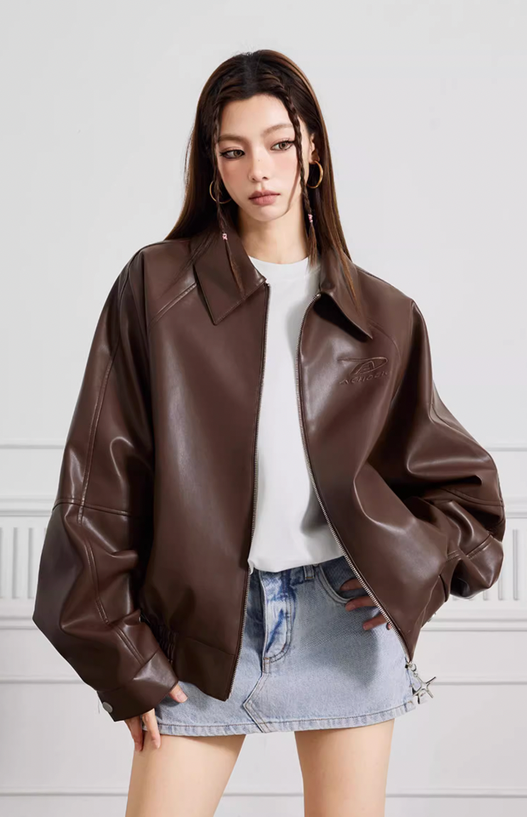 Achock Logo Motorcycle Leather Jacket