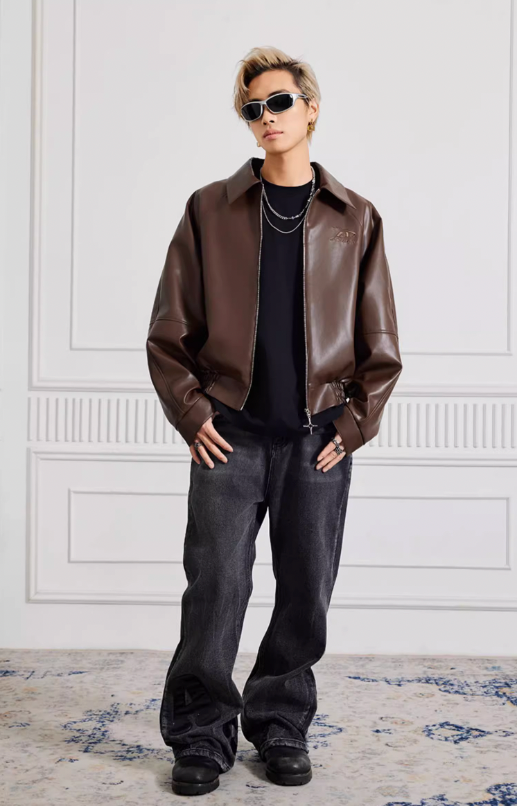 Achock Logo Motorcycle Leather Jacket