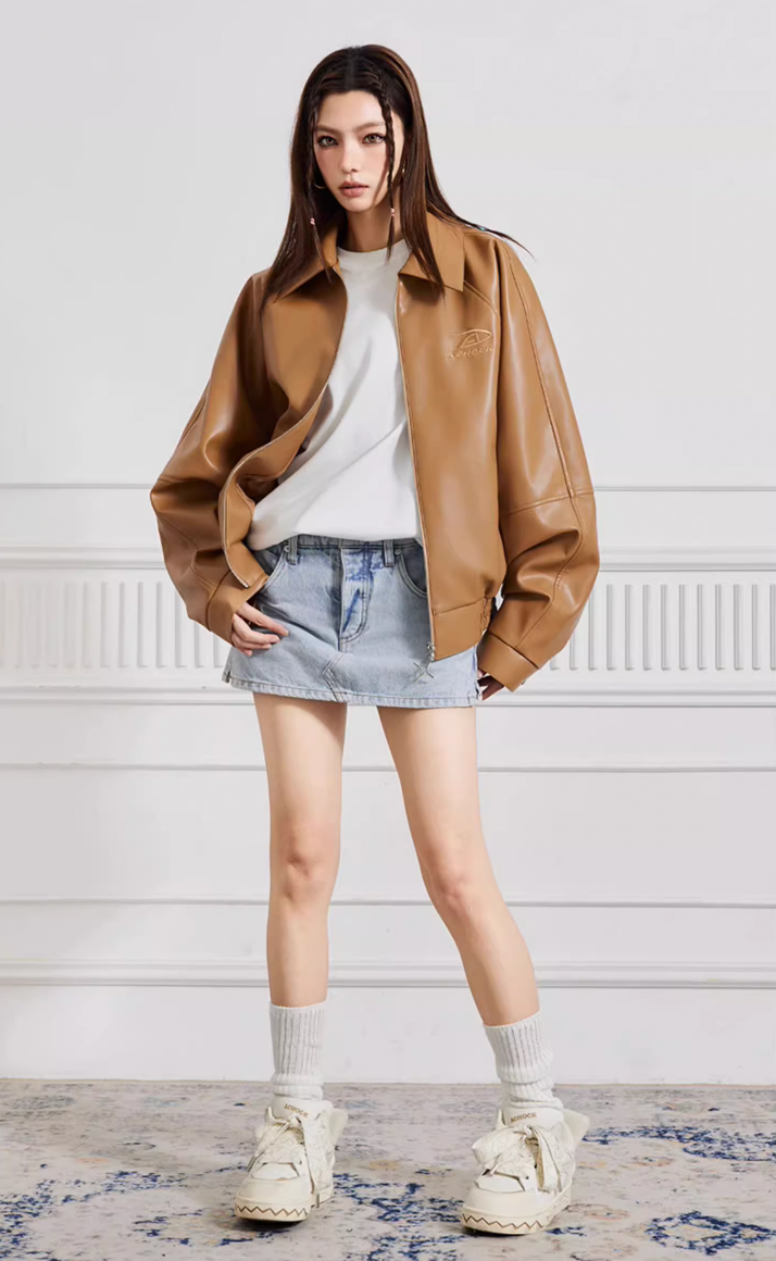 Achock Logo Motorcycle Leather Jacket