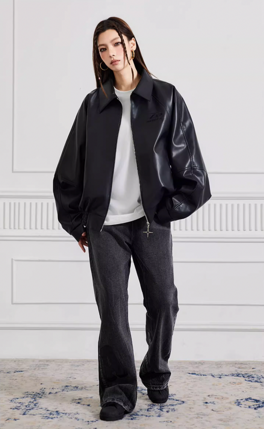 Achock Logo Motorcycle Leather Jacket