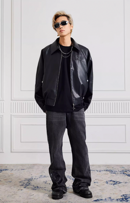 Achock Logo Motorcycle Leather Jacket