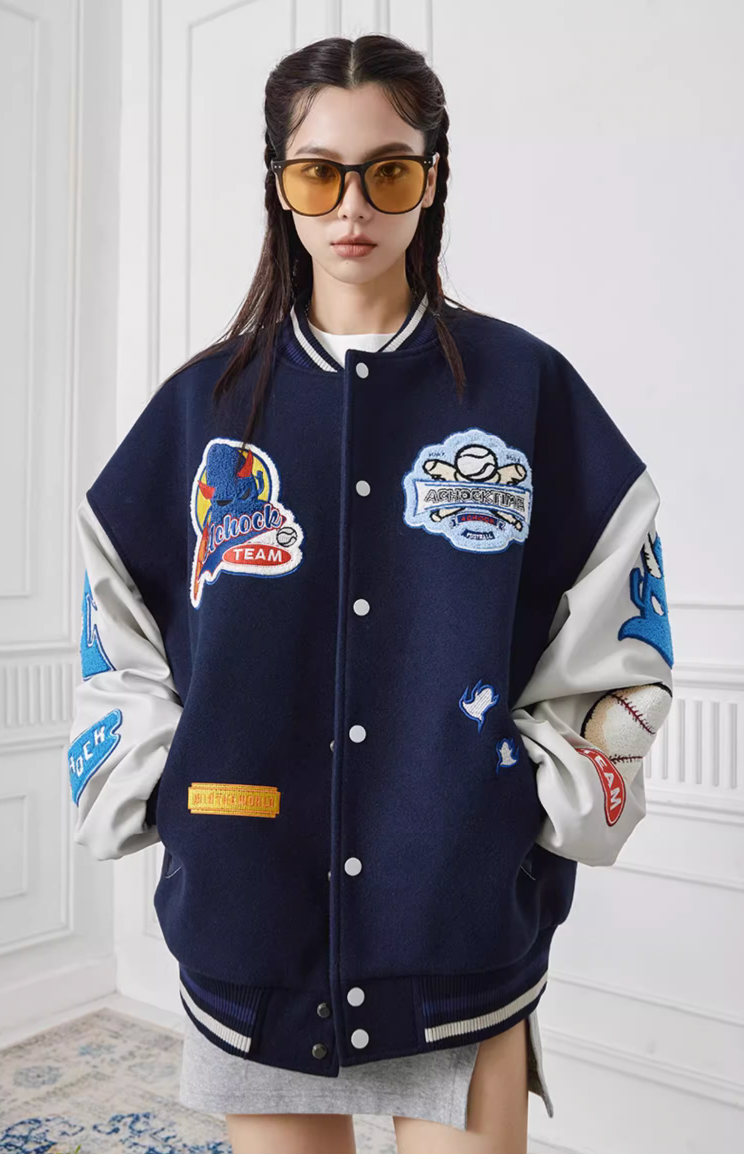 Baseball Jacket | Achock Fun Embroidery Baseball Jacket | Face 3 Face