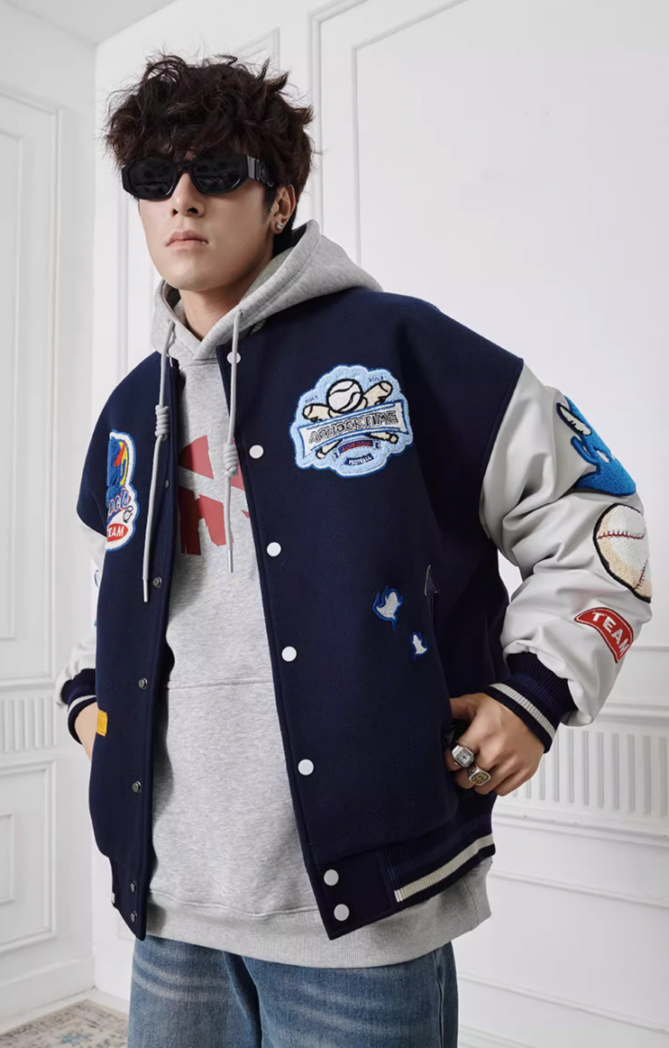 Baseball Jacket | Achock Fun Embroidery Baseball Jacket | Face 3 Face