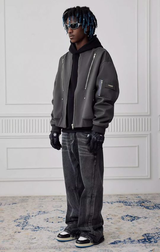 Achock Heavyweight Zipper Short Bomber Jacket