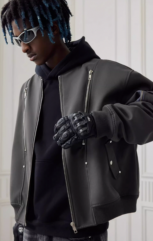 Achock Heavyweight Zipper Short Bomber Jacket