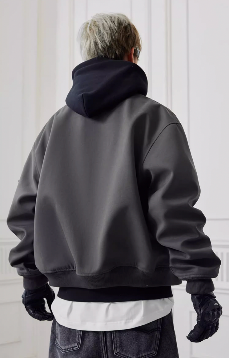 Achock Heavyweight Zipper Short Bomber Jacket