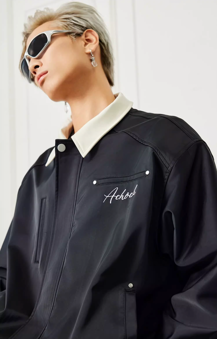 Achock Splicing Zipper Short Jacket