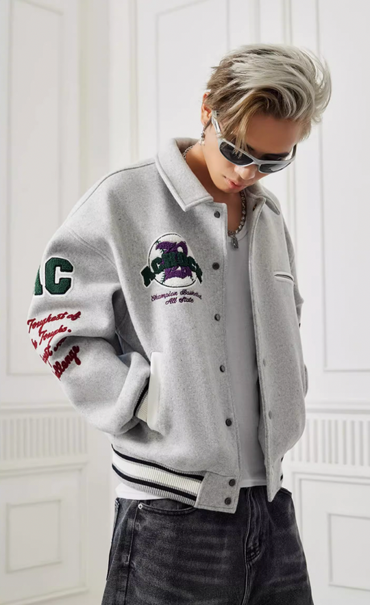 Baseball Jacket | Achock Bird Embroidery Baseball Jacket | Face 3 Face