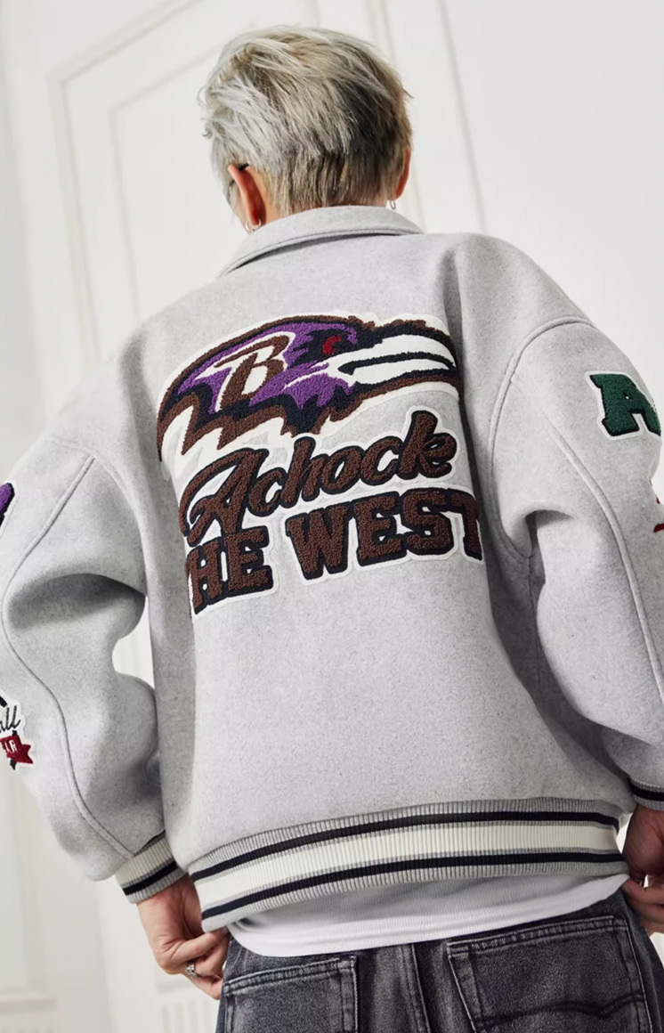 Baseball Jacket | Achock Bird Embroidery Baseball Jacket | Face 3 Face