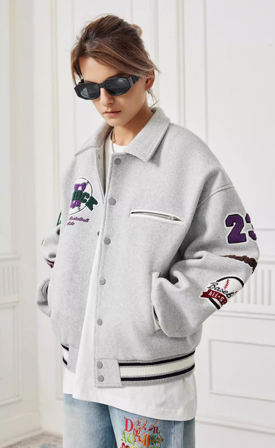 Baseball Jacket | Achock Bird Embroidery Baseball Jacket | Face 3 Face