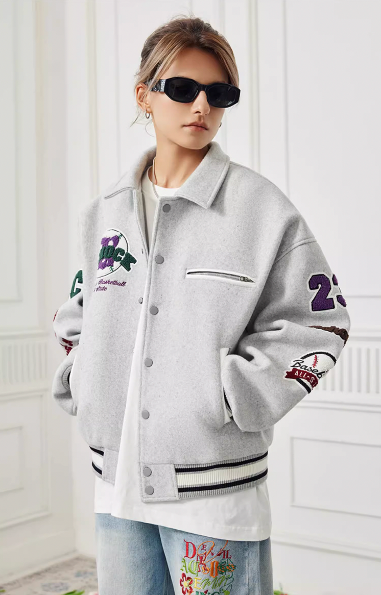 Baseball Jacket | Achock Bird Embroidery Baseball Jacket | Face 3 Face