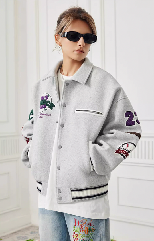 Baseball Jacket | Achock Bird Embroidery Baseball Jacket | Face 3 Face