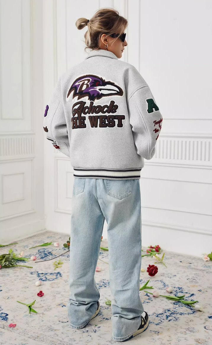 Baseball Jacket | Achock Bird Embroidery Baseball Jacket | Face 3 Face