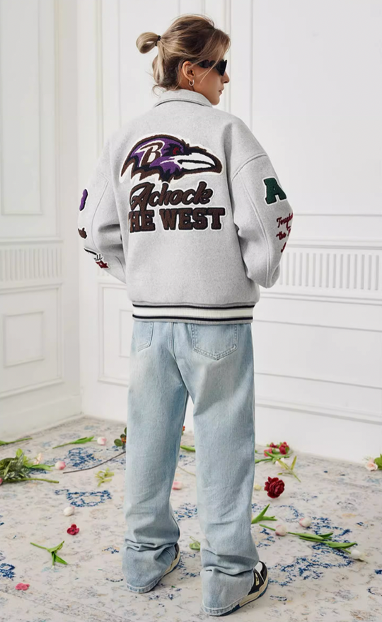 Baseball Jacket | Achock Bird Embroidery Baseball Jacket | Face 3 Face