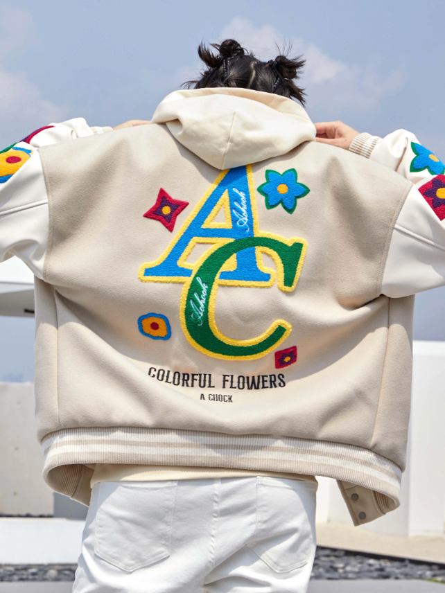 Baseball Jacket | Achock Floral Embroidered Baseball Jacket | Face 3 Face