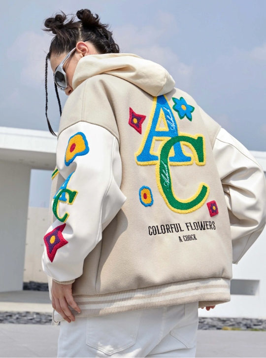 Baseball Jacket | Achock Floral Embroidered Baseball Jacket | Face 3 Face