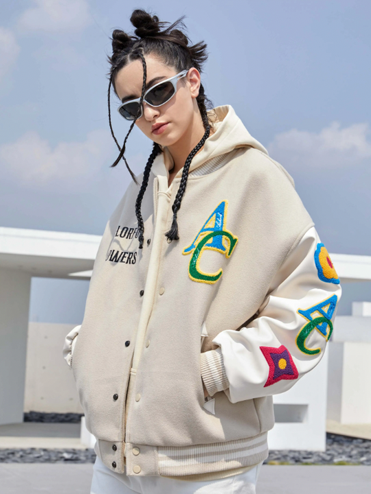 Baseball Jacket | Achock Floral Embroidered Baseball Jacket | Face 3 Face