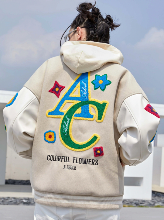 Baseball Jacket | Achock Floral Embroidered Baseball Jacket | Face 3 Face