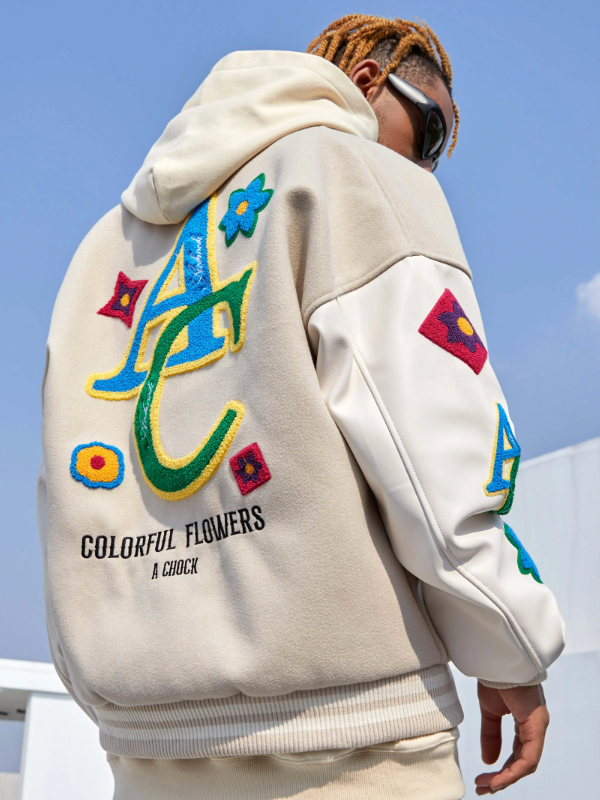 Baseball Jacket | Achock Floral Embroidered Baseball Jacket | Face 3 Face