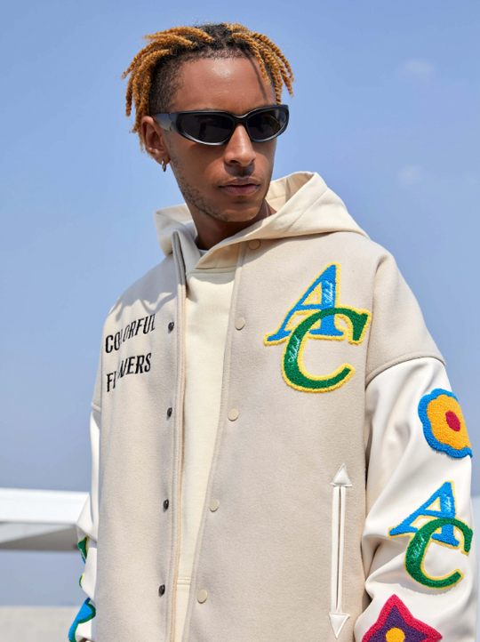 Baseball Jacket | Achock Floral Embroidered Baseball Jacket | Face 3 Face