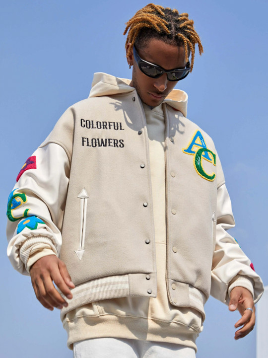 Baseball Jacket | Achock Floral Embroidered Baseball Jacket | Face 3 Face