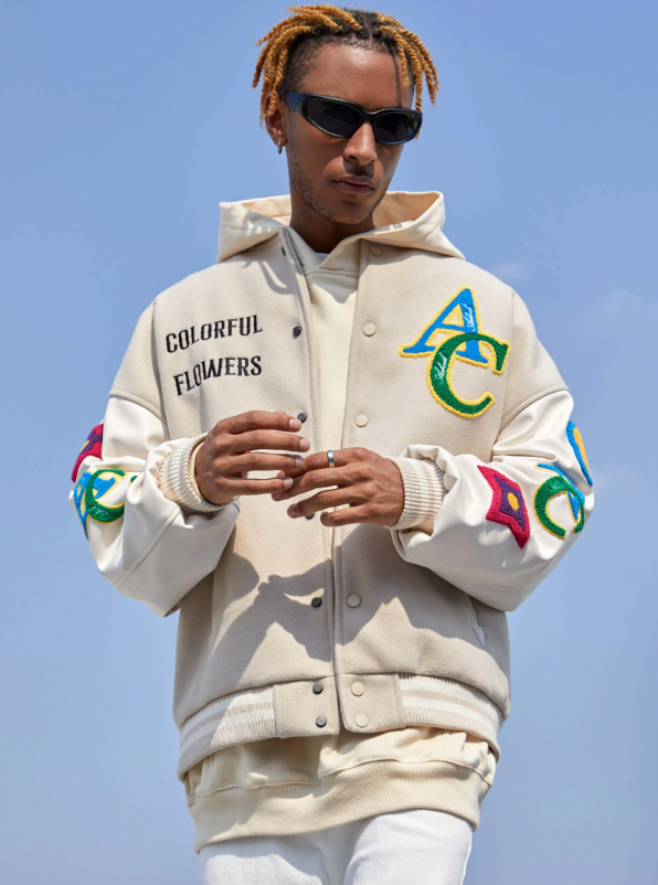 Baseball Jacket | Achock Floral Embroidered Baseball Jacket | Face 3 Face