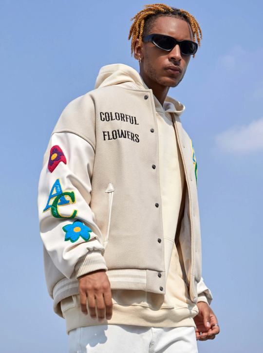 Baseball Jacket | Achock Floral Embroidered Baseball Jacket | Face 3 Face