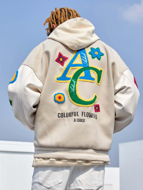 Baseball Jacket | Achock Floral Embroidered Baseball Jacket | Face 3 Face