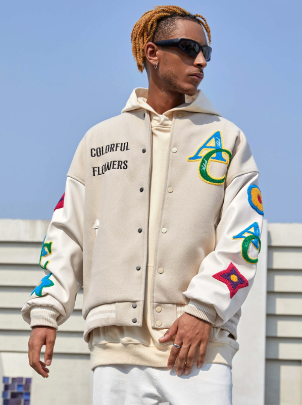 Baseball Jacket | Achock Floral Embroidered Baseball Jacket | Face 3 Face