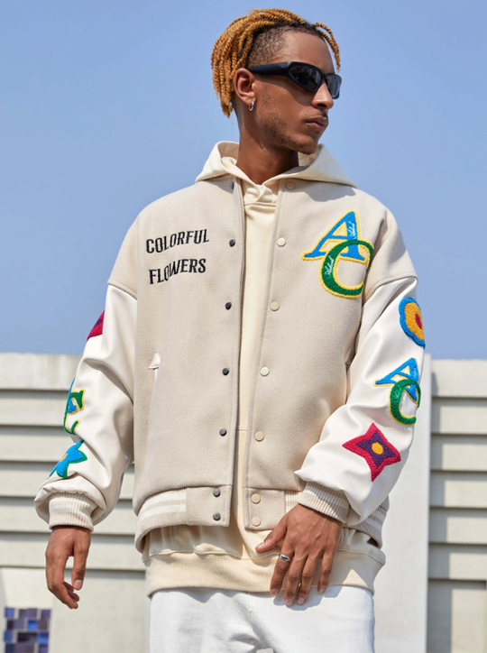 Baseball Jacket | Achock Floral Embroidered Baseball Jacket | Face 3 Face