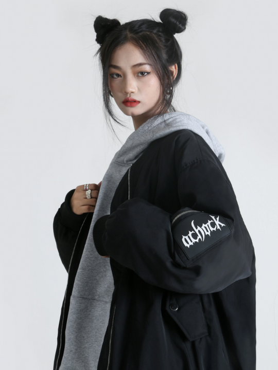 Achock Logo Badge Zipper Flight Jacket