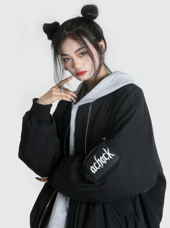 Achock Logo Badge Zipper Flight Jacket