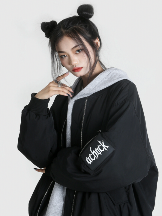 Achock Logo Badge Zipper Flight Jacket