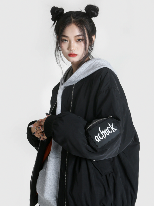 Achock Logo Badge Zipper Flight Jacket