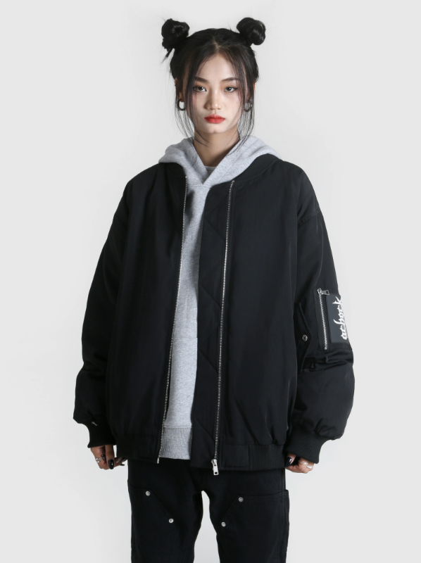 Achock Logo Badge Zipper Flight Jacket