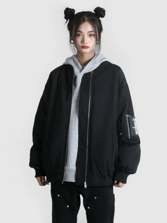 Achock Logo Badge Zipper Flight Jacket