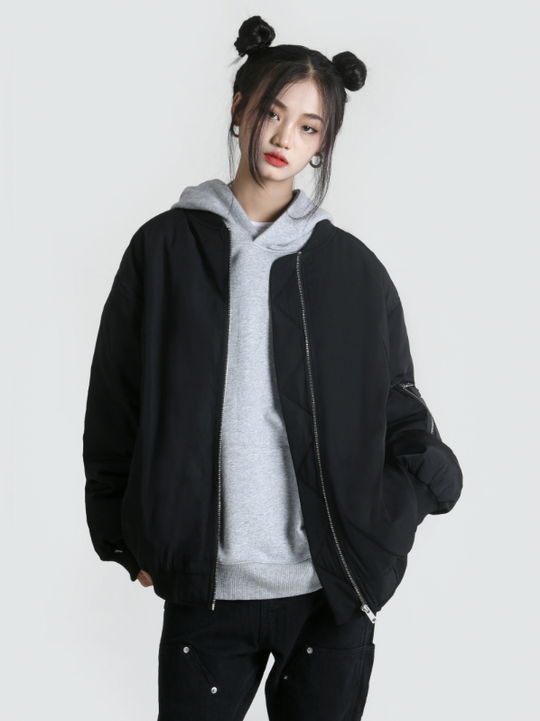 Achock Logo Badge Zipper Flight Jacket