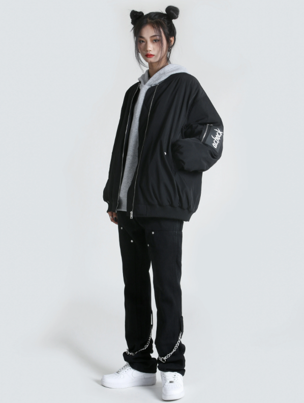 Achock Logo Badge Zipper Flight Jacket