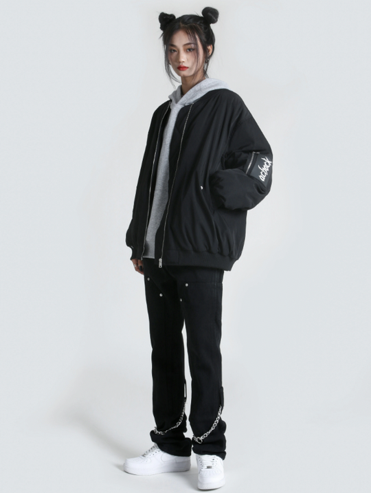 Achock Logo Badge Zipper Flight Jacket